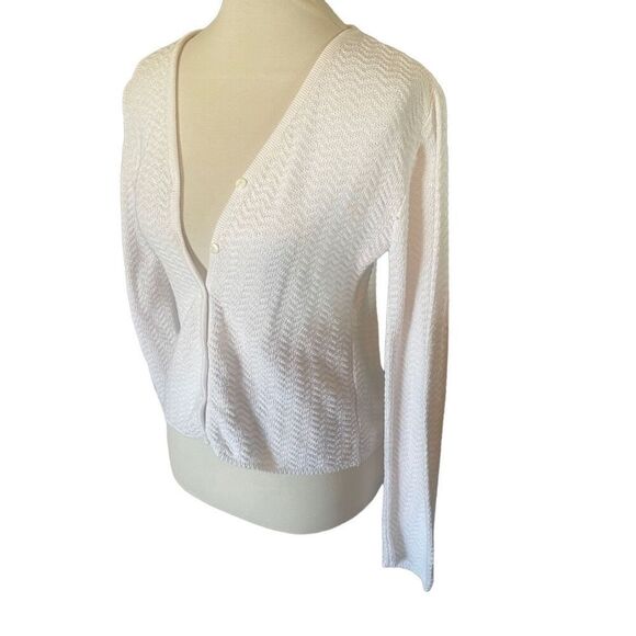 A. Byer White Knitted Long Sleeve Button Up Cropped Cardigan Size L - Picture 5 of 7